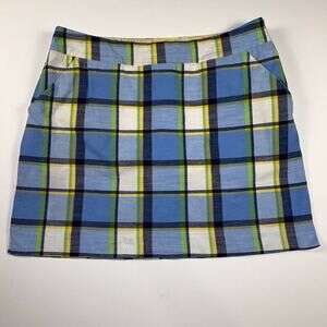 Loudmouth Ladies Blue/Green Plaid Golf Skort Stretch Shorts Size 12